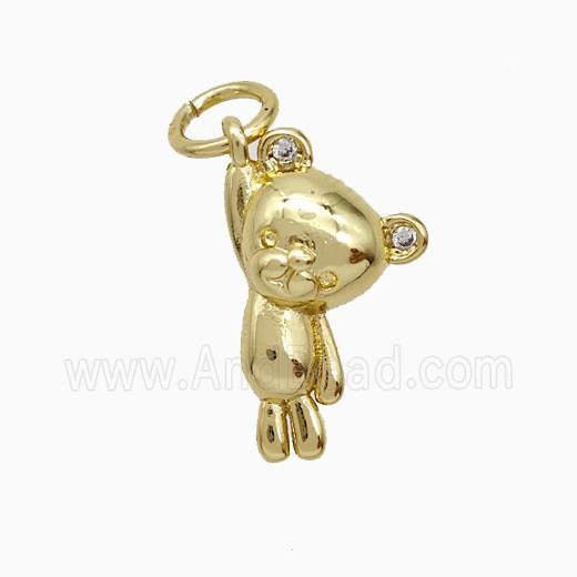 Copper Bear Pendant Pave Zirconia Gold Plated
