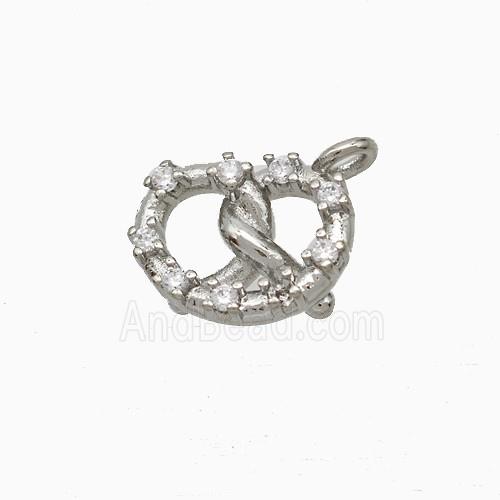 Copper Heart Pendant Pave Zirconia Platinum Plated