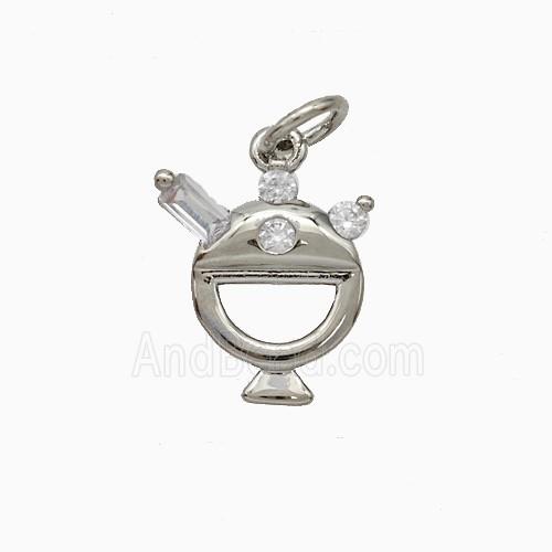 Copper Furnace Pendant Pave Zirconia Platinum Plated