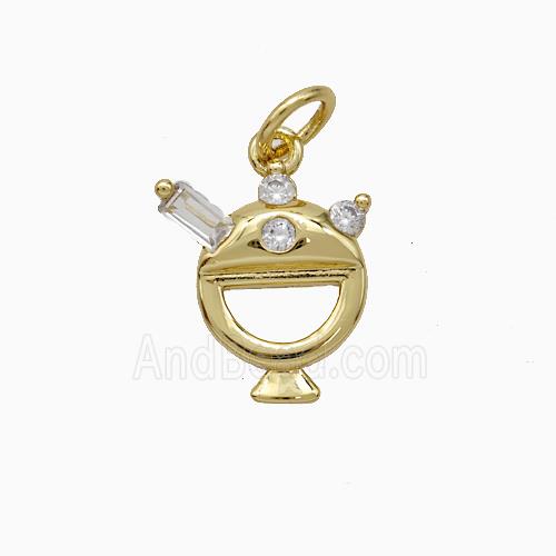 Copper Furnace Pendant Pave Zirconia Gold Plated