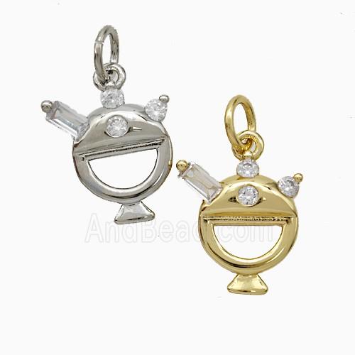 Copper Furnace Pendant Pave Zirconia Mixed