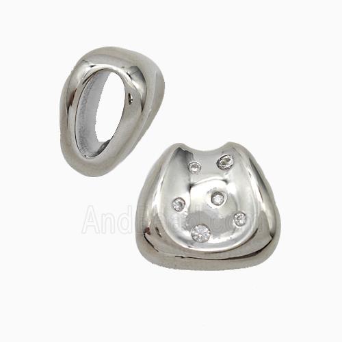 Copper Saddle Pendant Pave Zirconia Platinum Plated