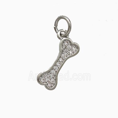 Copper Dogbone Pendant Pave Zirconia Platinum Plated