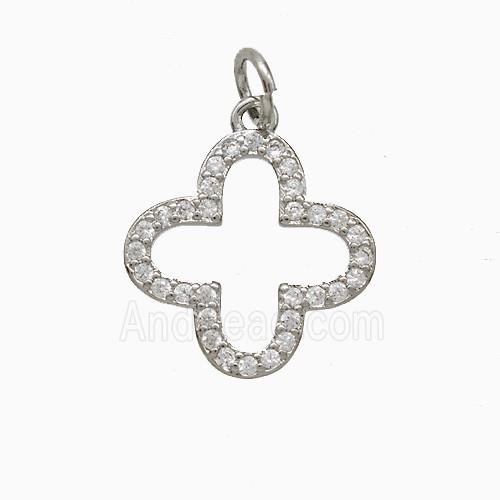 Copper Clover Pendant Pave Zirconia Platinum Plated
