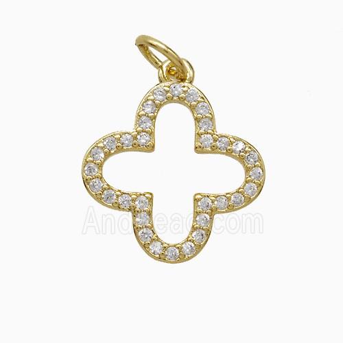 Copper Clover Pendant Pave Zirconia Gold Plated