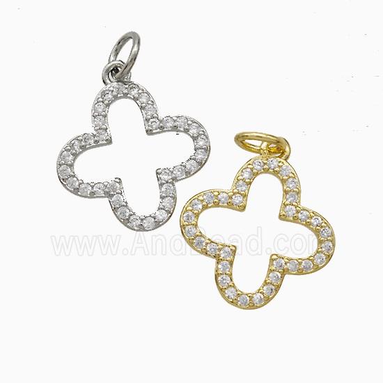 Copper Clover Pendant Pave Zirconia Mixed