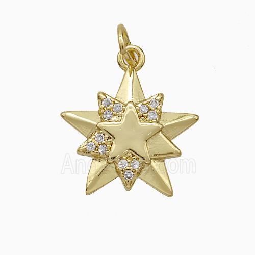 Copper Star Pendant Pave Zirconia Gold Plated