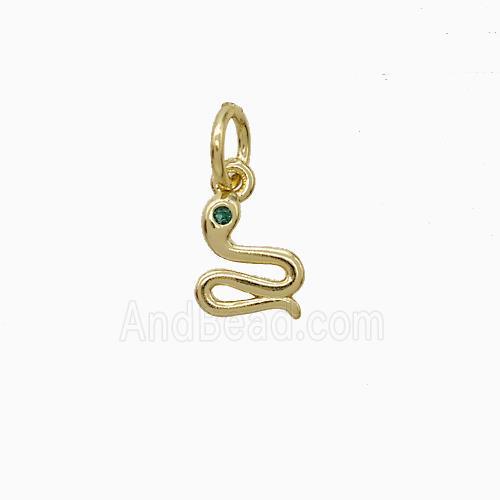 Copper Snake Pendant Pave Zirconia Gold Plated