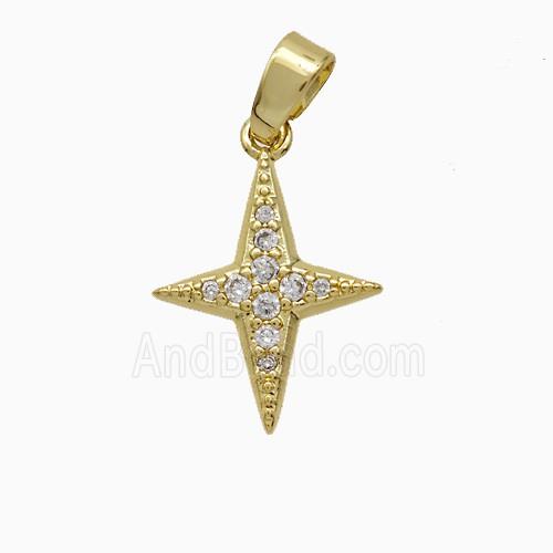 Copper NorthStar Pendant Pave Zirconia Gold Plated