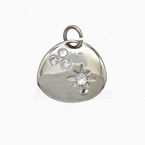 Copper Star Pendant Pave Zirconia Slice Platinum Plated