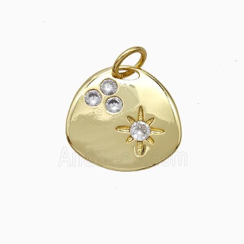 Copper Star Pendant Pave Zirconia Slice Gold Plated