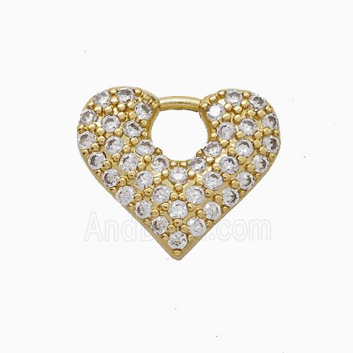 Copper Heart Pendant Pave Zirconia Gold Plated