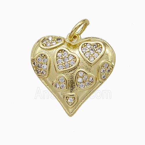 Copper Heart Pendant Pave Zirconia Gold Plated