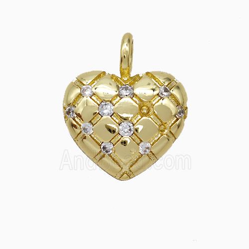 Copper Heart Pendant Pave Zirconia Gold Plated