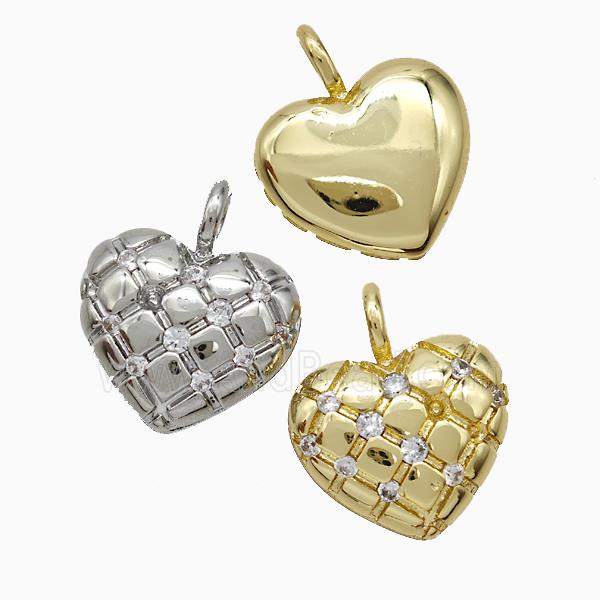 Copper Heart Pendant Pave Zirconia Mixed