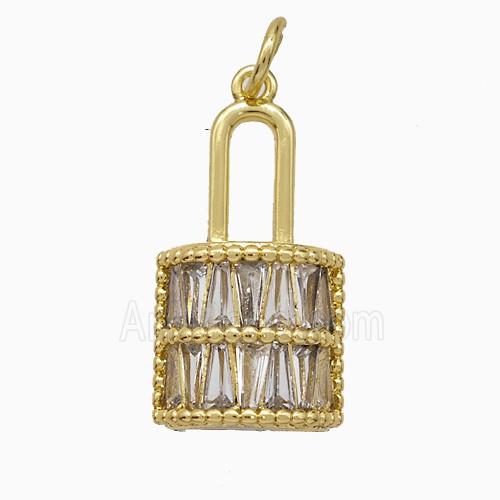 Copper Lock Pendant Pave Zirconia Gold Plated