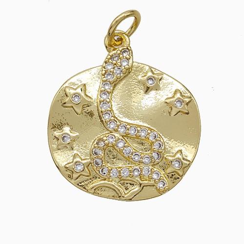 Copper Snake Pendant Pave Zirconia Gold Plated