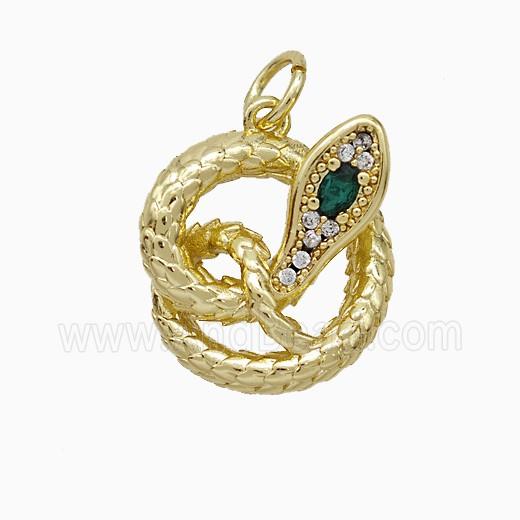Copper Snake Pendant Pave Zirconia Gold Plated