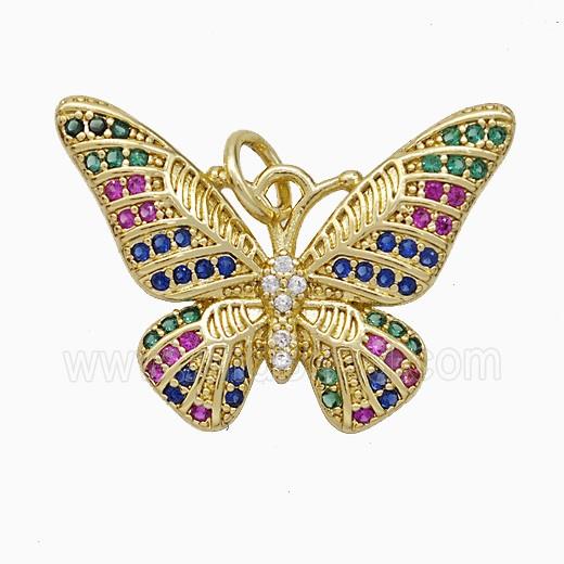 Copper Butterfly Pendant Pave Zirconia Gold Plated