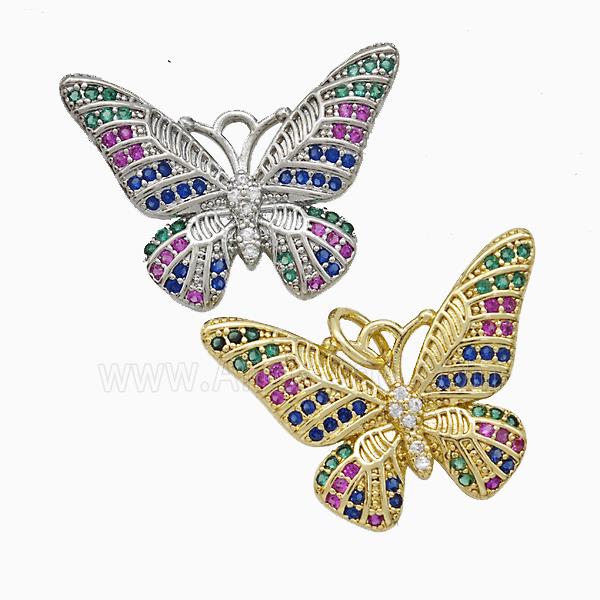 Copper Butterfly Pendant Pave Zirconia Mixed