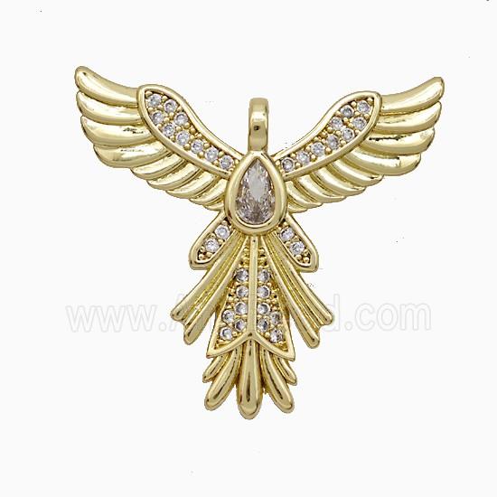 Copper Angel Wings Pendant Pave Zirconia Gold Plated