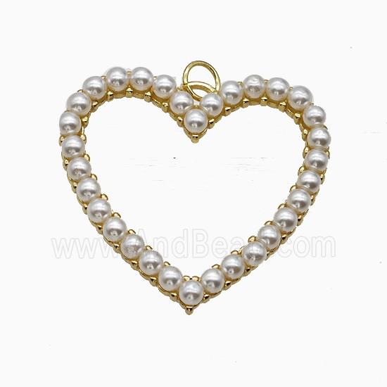 Copper Heart Pendant Pave Pearlized Resin Gold Plated