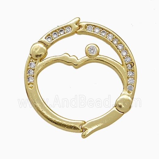 Copper Carabiner Clasp Pave Zirconia Gold Plated
