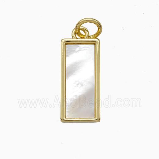 Copper Rectangle Pendant Pave Shell Gold Plated