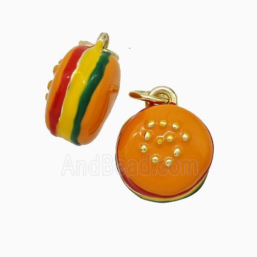 Hamburger Charms Copper Pendant Enamel Gold Plated