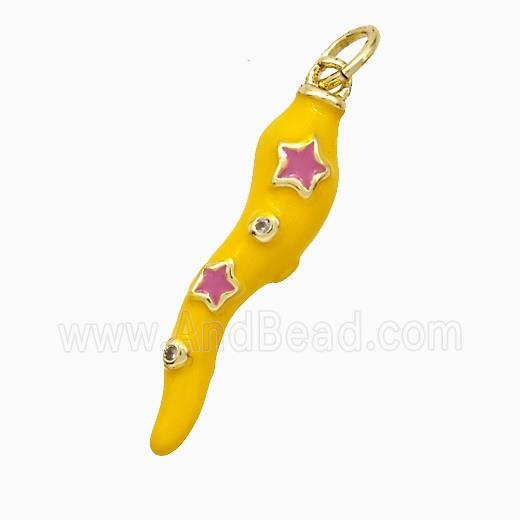 Copper Chili Pendant Yellow Enamel Star Gold Plated
