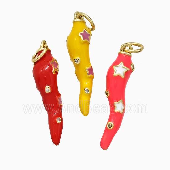 Copper Chili Pendant Enamel Star Gold Plated Mixed
