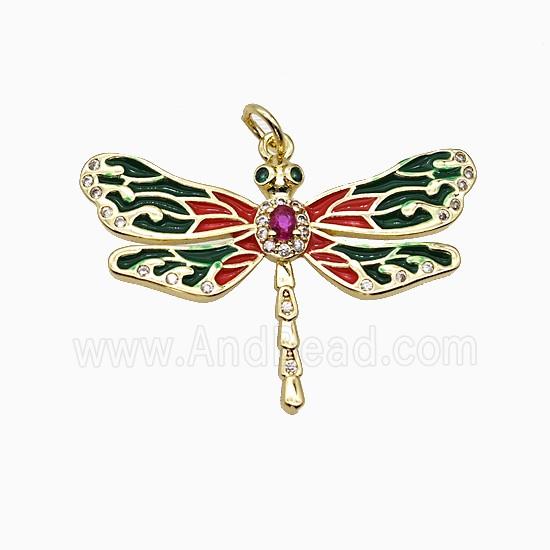 Copper Dragonfly Pendant Enamel Gold Plated