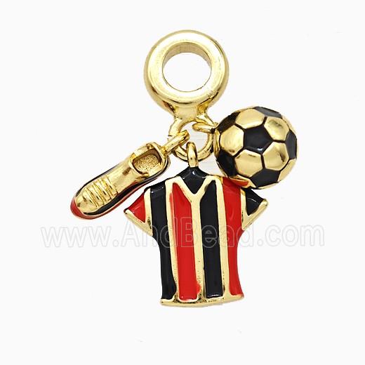 Shoe And Football Sports Shirt Charms Copper Pendant Enamel Gold Plated