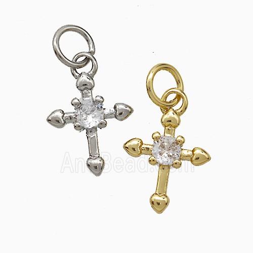 Copper Cross Pendant Pave Zirconia Mixed