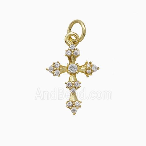 Copper Cross Pendant Pave Zirconia Gold Plated