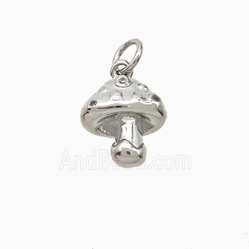 Mushroom Charms Copper Pendant Pave Zirconia Platinum Plated