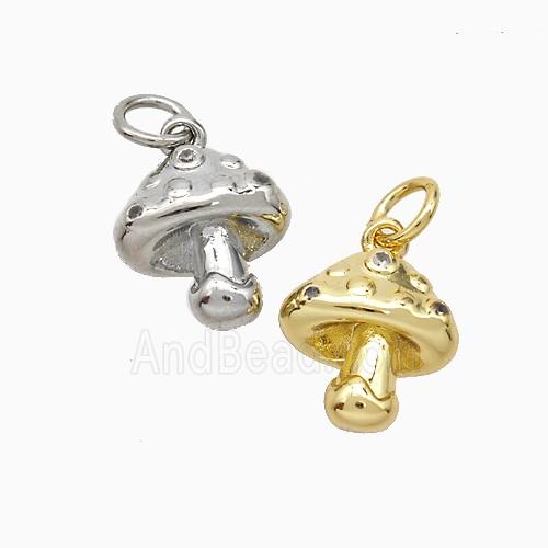 Mushroom Charms Copper Pendant Pave Zirconia Mixed