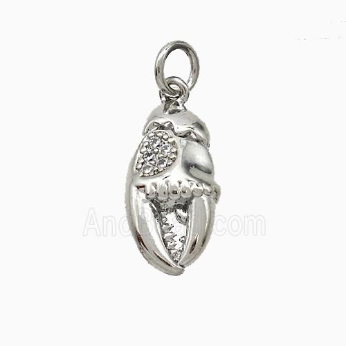Crab Claw Charms Copper Pendant Pave Zirconia Platinum Plated