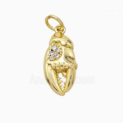 Crab Claw Charms Copper Pendant Pave Zirconia Gold Plated
