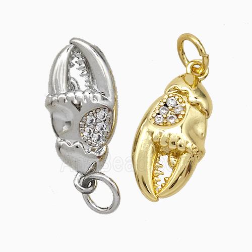 Crab Claw Charms Copper Pendant Pave Zirconia Mixed