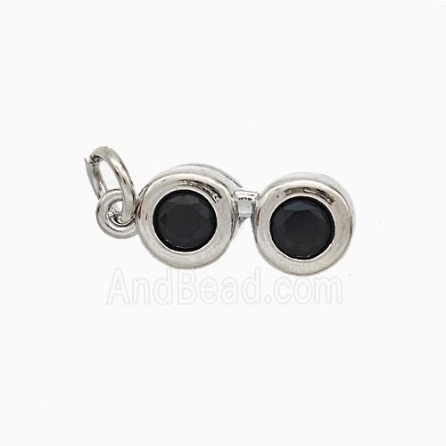 Copper Telescop Pendant Pave Zirconia Platinum Plated