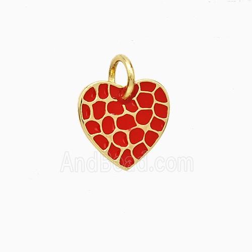 Copper Heart Pendant Red Enamel Gold Plated