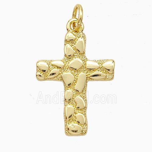 Copper Cross Pendant Hammered Gold Plated