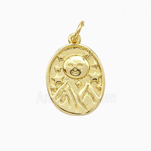 Copper Mountain And Sun Pendant Gold Plated