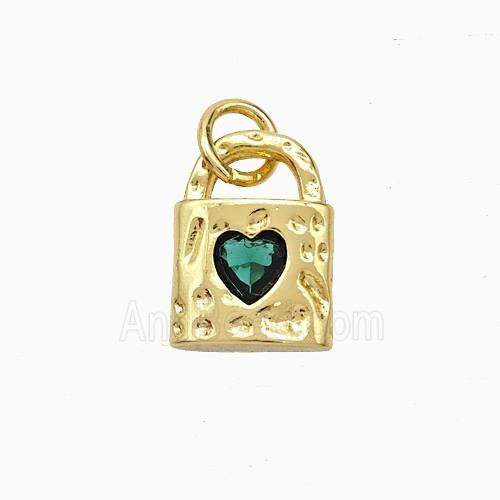 Copper Lock Pendant Pave Zirconia Gold Plated