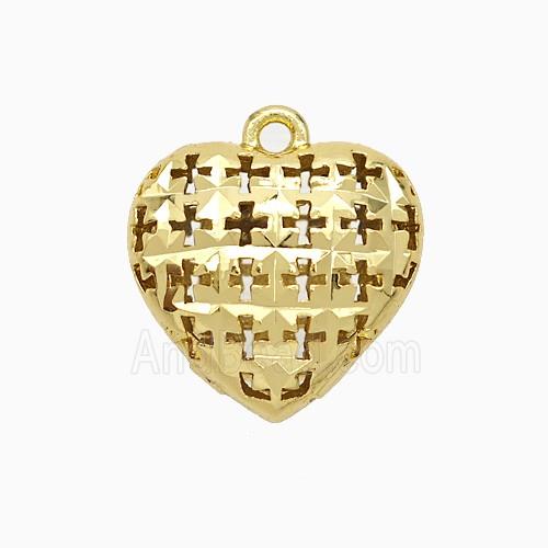 Copper Heart Pendant Hollow Cross Gold Plated