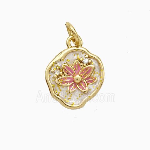 Copper Flower Pendant Painted Gold Plated