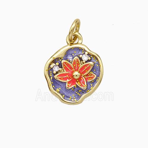 Copper Flower Pendant Painted Gold Plated