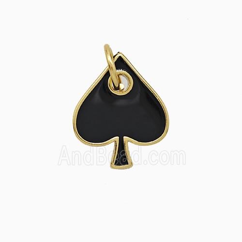 ACE of Spade Copper Pendant Black Enamel Gold Plated