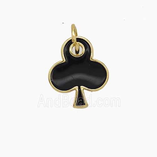 ACE of Clubs Copper Pendant Black Enamel Gold Plated